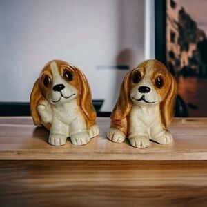 Dog Mate HOMCO Cute Puppies Sitting Puppy Dogs Statues Ceramic Beagles Sculpture